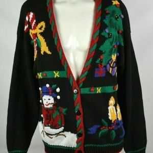 Rosanna Ugly Christmas Cardigan Sweater Womens L